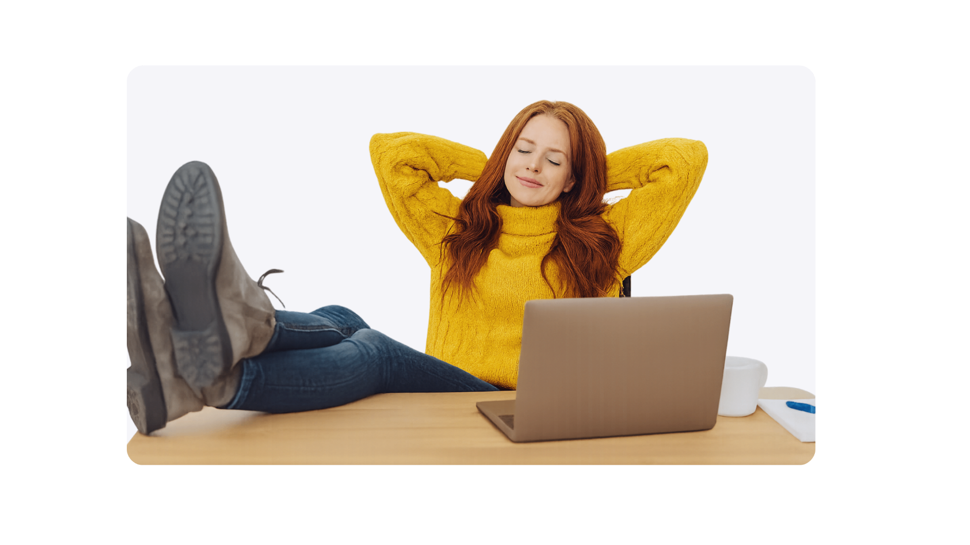 Relaxed woman working with laptop